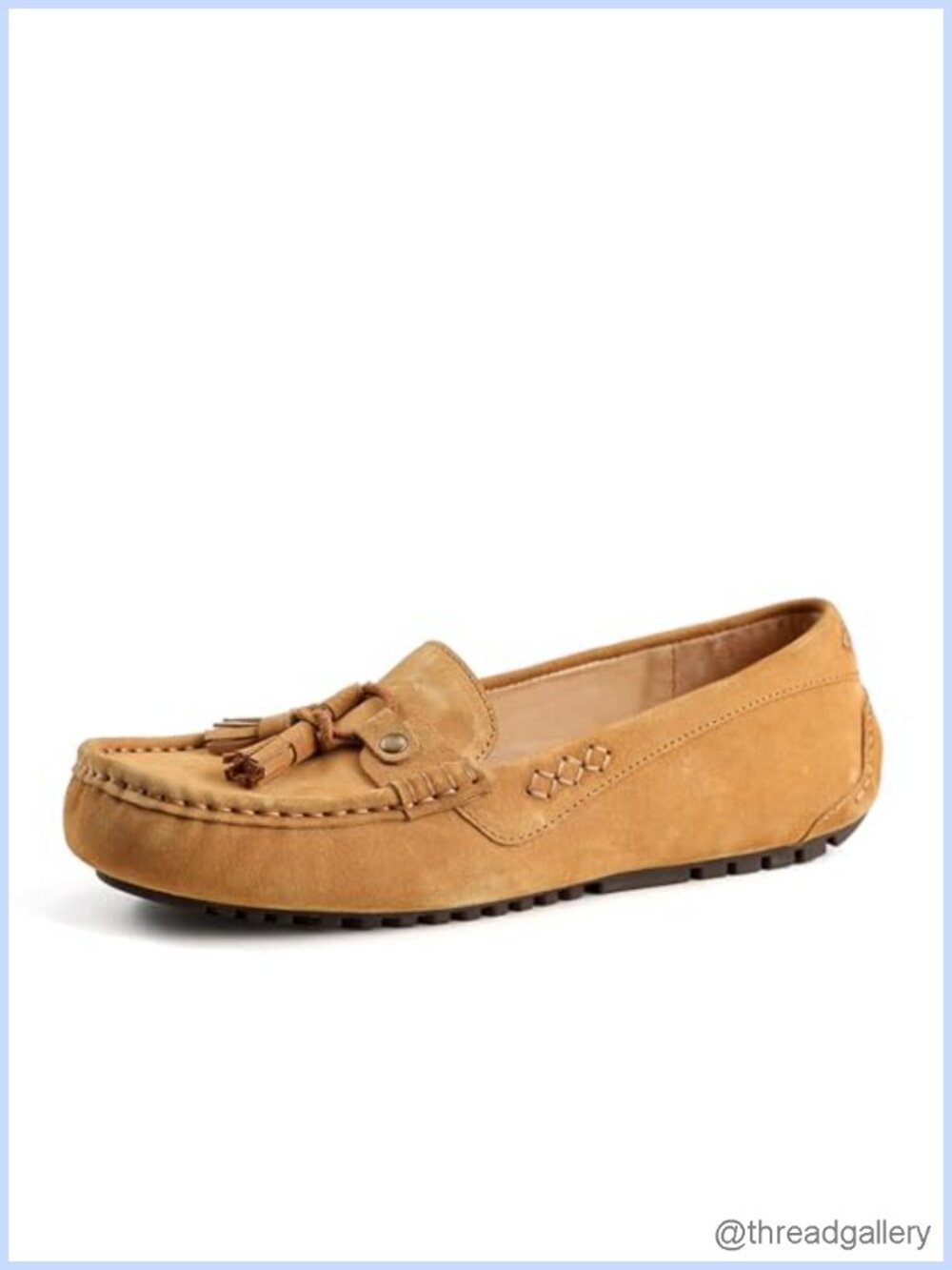 Suede Driving Mocc Tassel Slip On Flats Leather Lined Women's